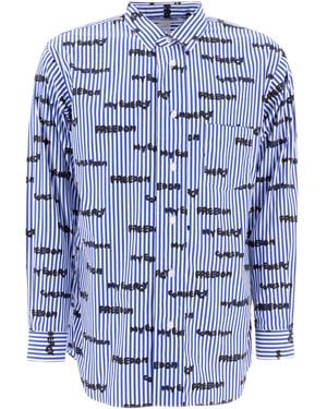 Comme des Garçons Printed Striped Shirt Shirts Blu