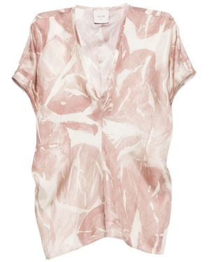Alysi Printed Silk Blouse - Pink