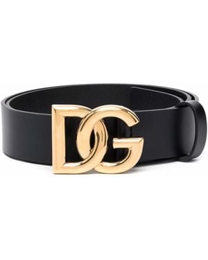 Dolce & Gabbana Dg Logo Lederen Riem - Zwart