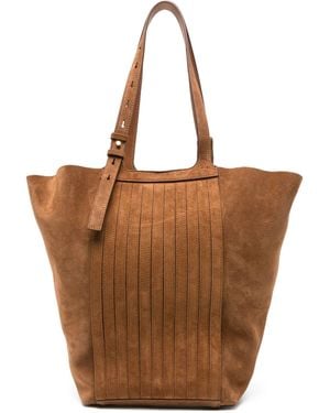 Golden Goose "24.7" Fringed Palmellato Leather And Suede Body Metal Details Bags - Brown