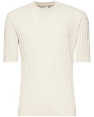 Eleventy ELEGENTY SAND RIVED CREW NACK THISTER - Weiß