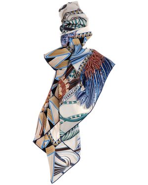 Ferragamo 'giada' Print Sjaal - Blauw