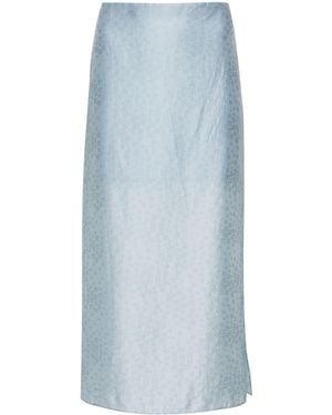 Rodebjer Graziela Bloemenrok Onder Knie - Blauw