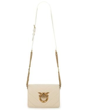 Pinko Click Mini Love Bag - Natural