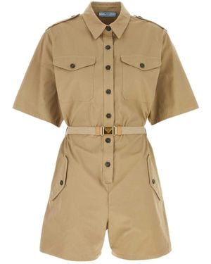Prada Khaki Cotton Jumpsuit - Natural