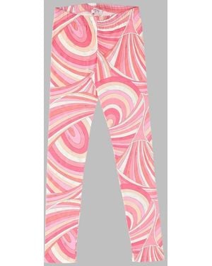 PUCCI Inspired Girls' Cotton & Elastane Leggings - Pink
