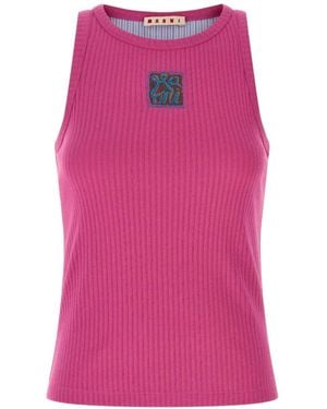 Marni Ribbed Tank Top With Applique - Pink