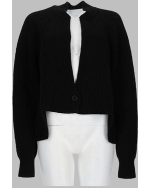 Nude Ribbed Mini Knit Cardigan For - Black