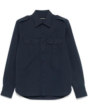 Tom Ford Poplin Shirt - Blauw