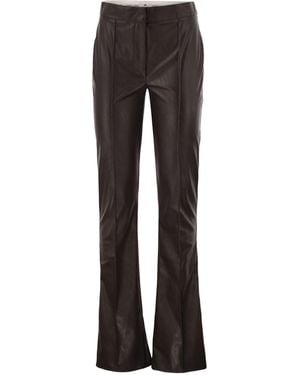Elisabetta Franchi Faux Leather-Effect Flared Trousers - Grey