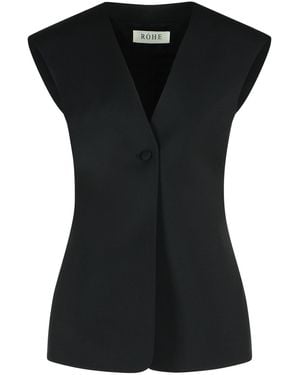 Rohe Ärmellose Bluse in schwarzen jungfräulichen Wollmischungen