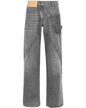 JW Anderson High-Rise Straight Leg Jeans With Twisted Seams - Grey