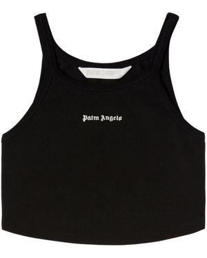 Palm Angels Top crop con stampa - Nero