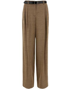 Dolce & Gabbana Biscuit Tweed Wide-leg Pant - Natural