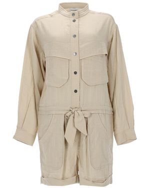 Isabel Marant Solid Mandarin Collar Jumpsuit - Natural