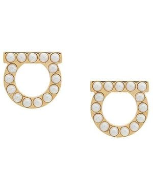 Ferragamo Gancini Ohrstecker - Weiß