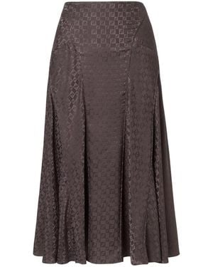 Fendi Ff Silk Skirt - Brown