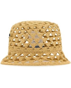 Prada Crochet Logo Bucket Hat - Metallic