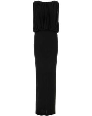 Saint Laurent Draped T-Shirt Gown For Ss23 - Black