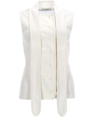 Lemaire Asymmetrical Ribbed Top With Scarf - White