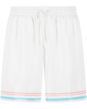 CASABLANCA 'Dance Joy' Silk Twill Shorts - White