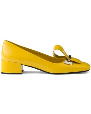 Prada Pumps Aus Gebürstetem Leder 35Mm - Gelb