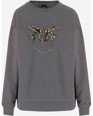 Pinko Cotton Sweatshirt With Logo - Gray