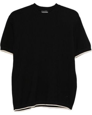 Emporio Armani Cotton Knitted T Shirt - Black