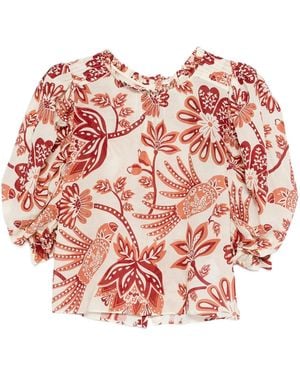 FARM Rio Flowerful Birds Blouse - Pink