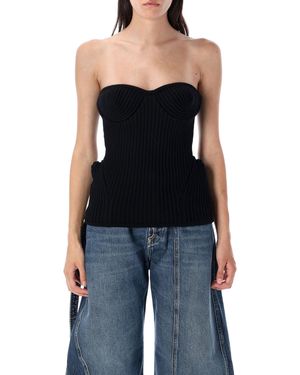 Jean Paul Gaultier Gebreide Bustier Top - Zwart