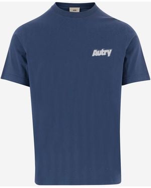 Autry Cotton T Shirt With Logo - Blue