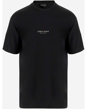 Giorgio Armani Baumwoll -T -Shirt mit Logo - Schwarz