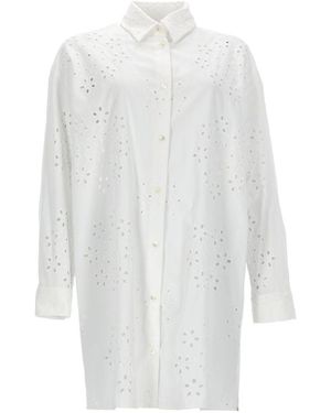Herno Long Shirt With Perforated Pattern - White