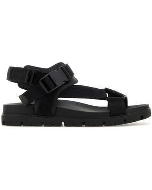 Prada Fabric Suede Sandals - Black