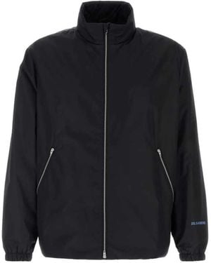 Jil Sander Zip-Up Jacket With Logo Print - Black