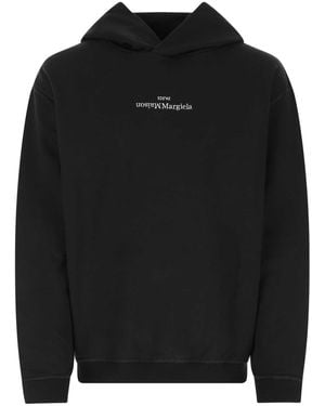 Maison Margiela Cropped Hoodie With Subtle Logo Detail - Black