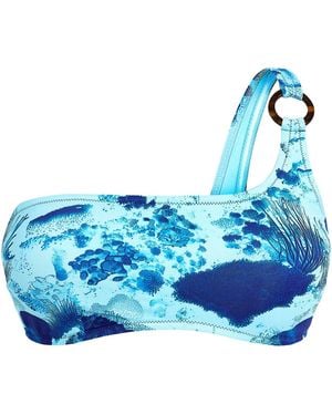 Vilebrequin One-Shoulder Bikini Top With Marine Print - Blue