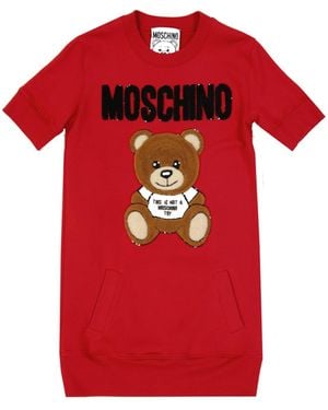 Moschino Vestido de peluche de algodón de alta costura de coutura de Moschino - Rojo