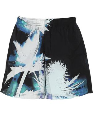 McQueen Alexander Mc Queen Elasticated Waistband Swim Shorts - Blue