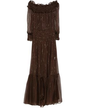 Self-Portrait Georgette Maxi Dress - Brown