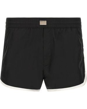 Dolce & Gabbana Logo Swimsuit Beachwear Bianco/Nero-Uomo