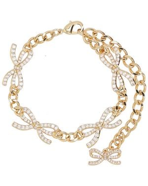 Self-Portrait Crystal Bow Bracelet Jewels Gold - Metallic