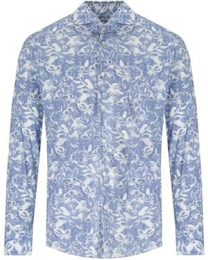 ARCHIVIUM Denim Effect Floral Shirt - Blue