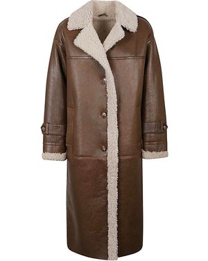 Enes Benedicte Sheepskin Long Jacket - Bruin