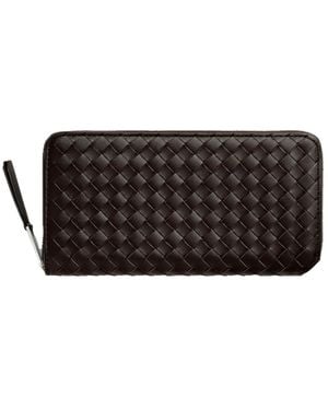 Bottega Veneta Intrecciato Reißverschluss um Brieftasche - Schwarz