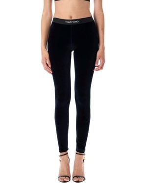 Tom Ford Form-Fitting Velour Leggings - Black
