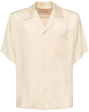 Valentino Garavani Cotton Poplin Boxy Bowlinghirt In Beige - Naturel