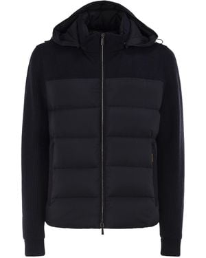 Moorer Allori Lsm Hybrid Wool And Cashmere Bomber Jacket With Padded Panels - Blue