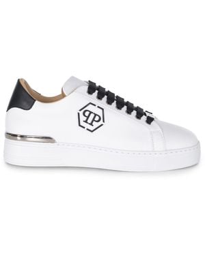 Philipp Plein Sneakers Gemaakt Van Leer. - Wit