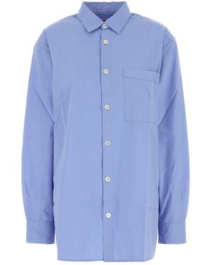 Tekla Cerulean Poplin Oversize Pajama Shirt - Blue